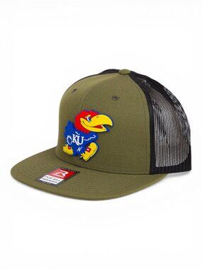 Kansas Jayhawks 3D Wool Blend Flat Bill Hat- Loden/ Black